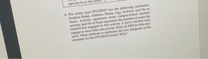 agencies he or she as 5. The entity type STUDENT