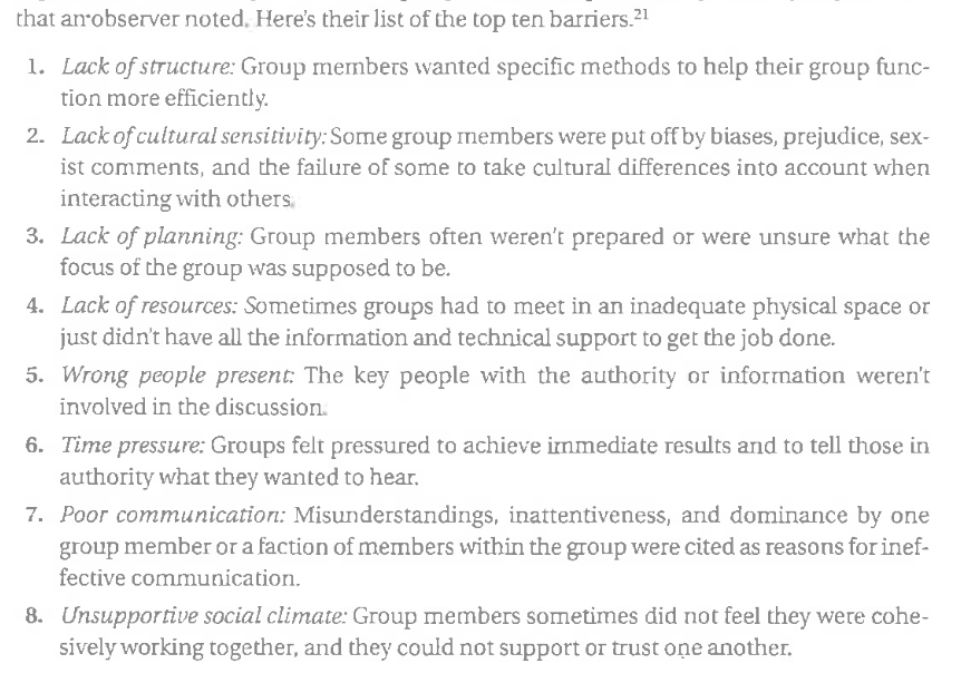 1- What barriers to group and team problem