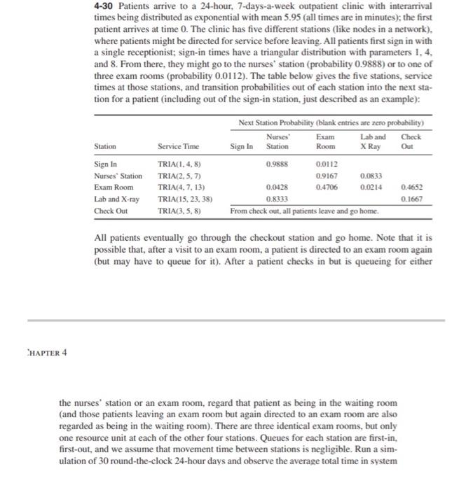 Simulation with Arena Program only. 4-30 Patients