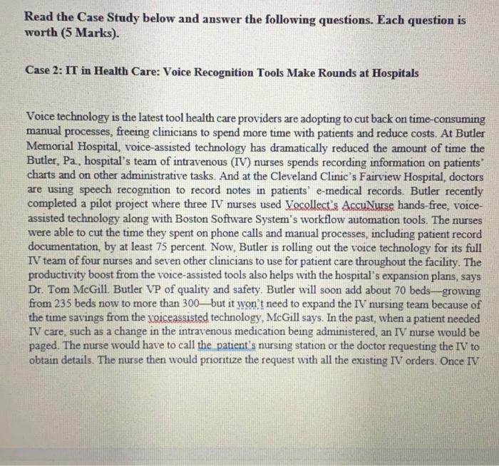 Read the Case Study below and answer the