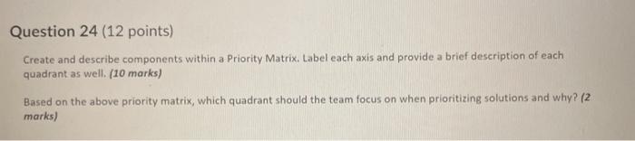 Question 24 (12 points) Create and describe