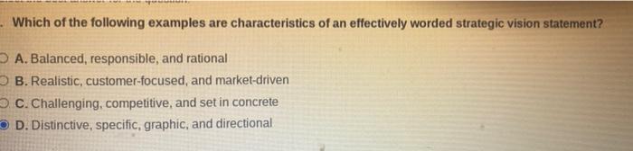 A set of "stretch" financial and strategic