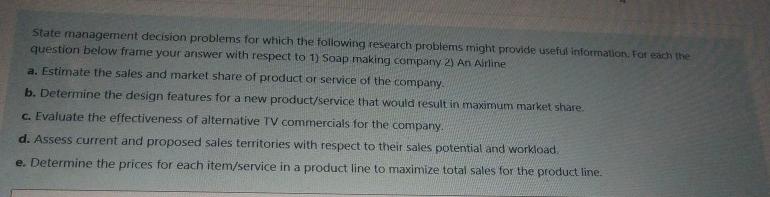 State management decision problems for which the