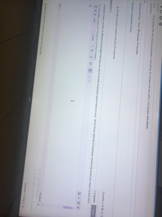 A Force Completion Once started this test must be