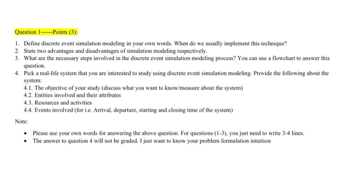 Question 1-....-Points (3): 1. Define discrete