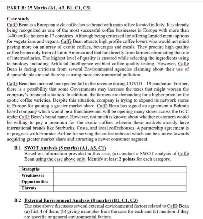 this is 1 Q only PART B: 25 Marks (A1, A3, B1,