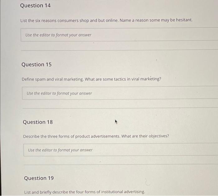 answer all 4, short answer Question 14 List the