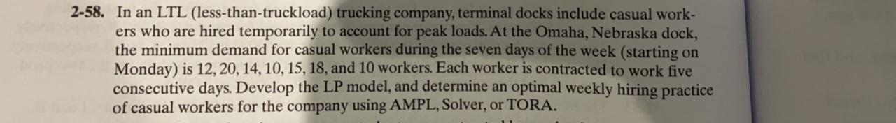 ****** Develop the LP model ONLY ***** 2-58. In