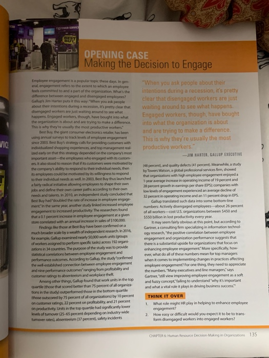 please help with the two questions OPENING CASE