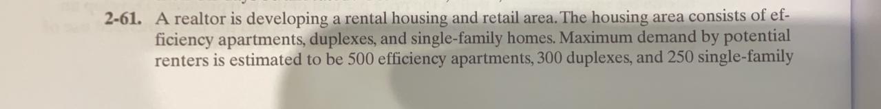 Develop the LP model ONLY 2-61. A realtor is
