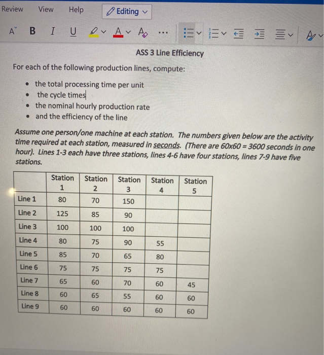 show all work. Review View Help Editing V B I U
