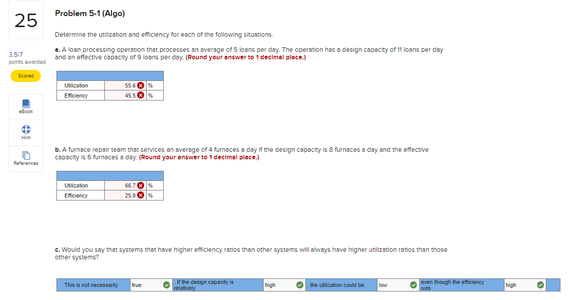Problem 5-1 (Algo) 25 Determine the utilization