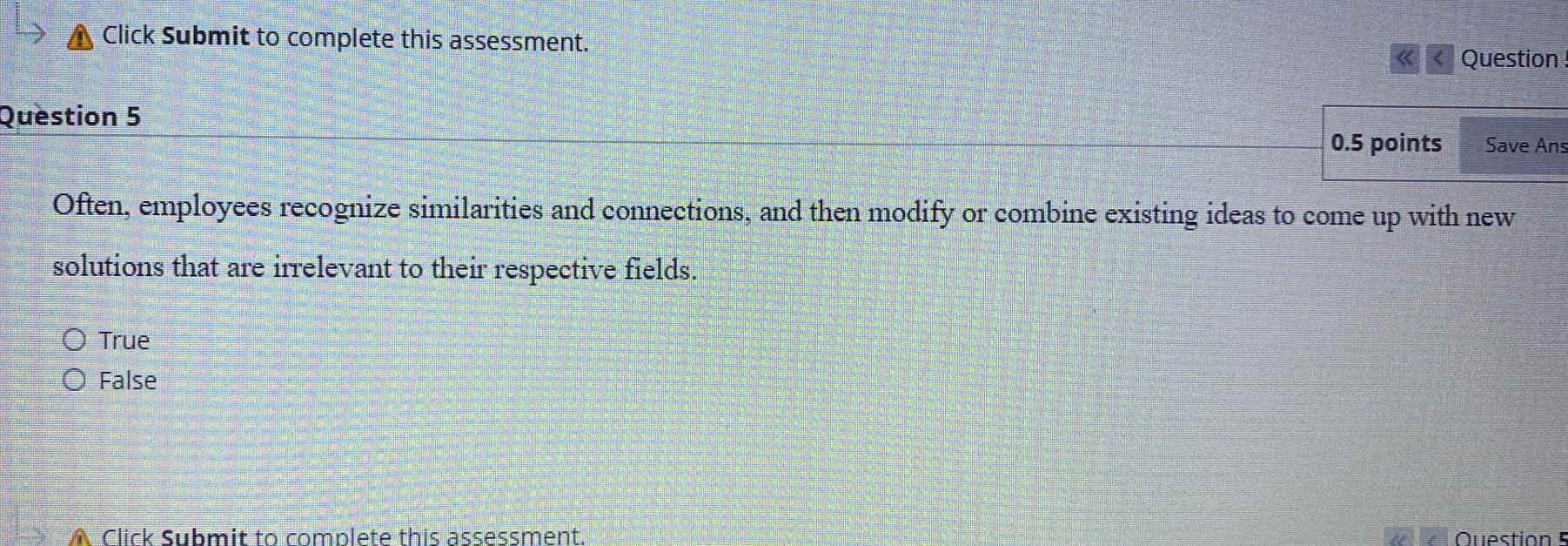 Click Submit to complete this assessment.