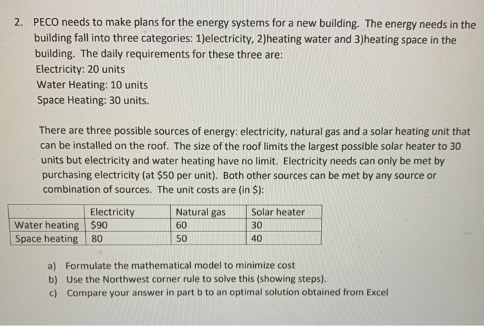 operations research problem 2. PECO needs to make