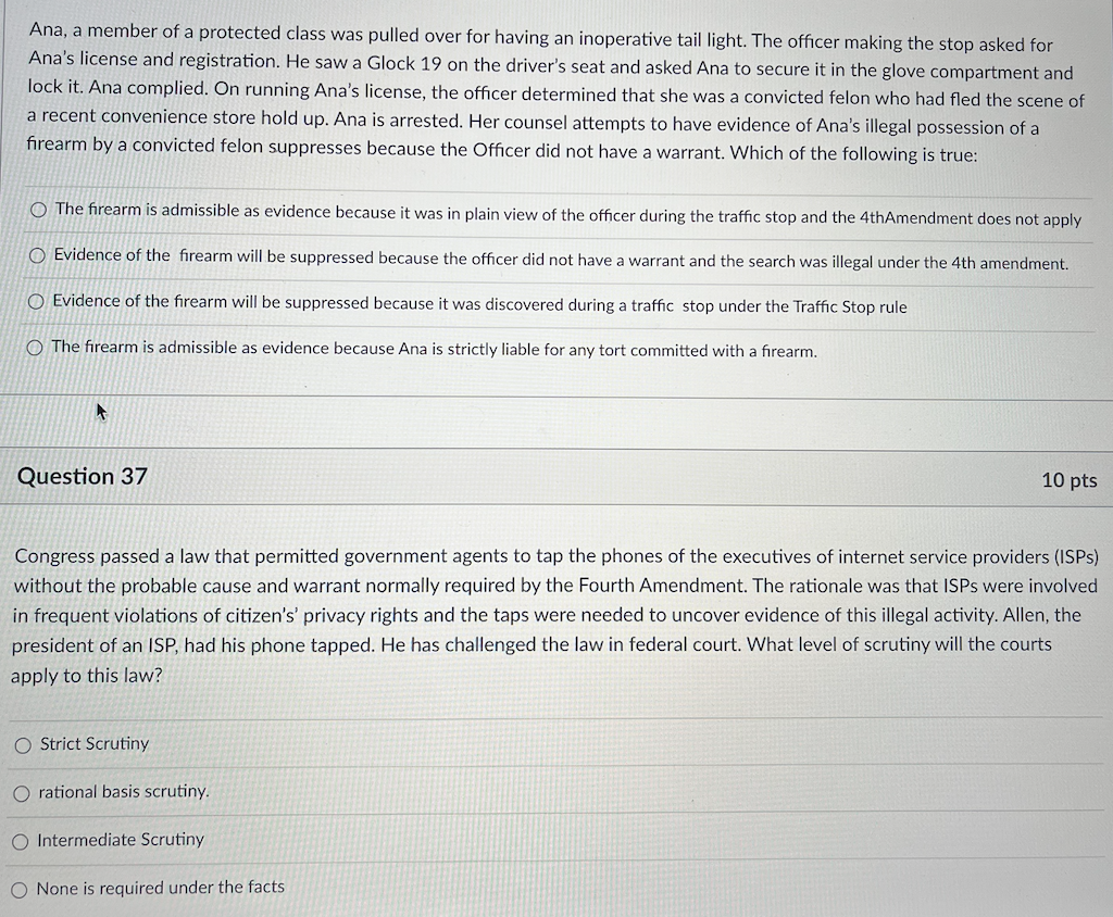 Ana, a member of a protected class was pulled