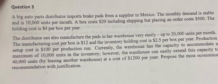 A big auto parts distributor imports brake pads