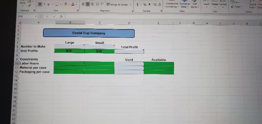 Costal Cup Company wants to determine how many