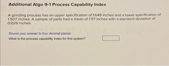 Additional Algo 9-1 Process Capability Index A