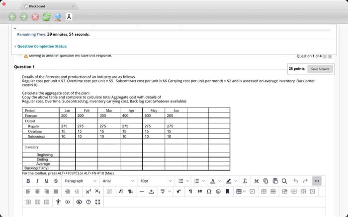 Blackboard . Remaining Time: 39 minutes, 51