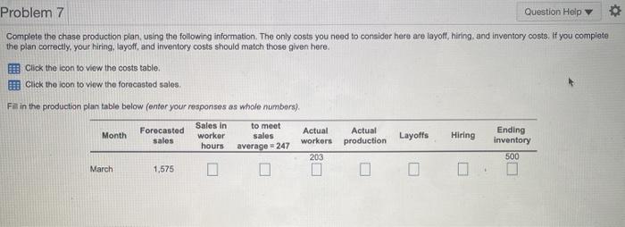 Problem 7 Question Help Complete the chase
