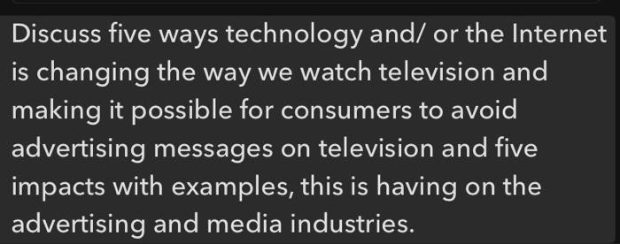 Discuss five ways technology and/ or the Internet