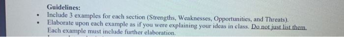 conduct a personal SWOT analysis Guidelines: