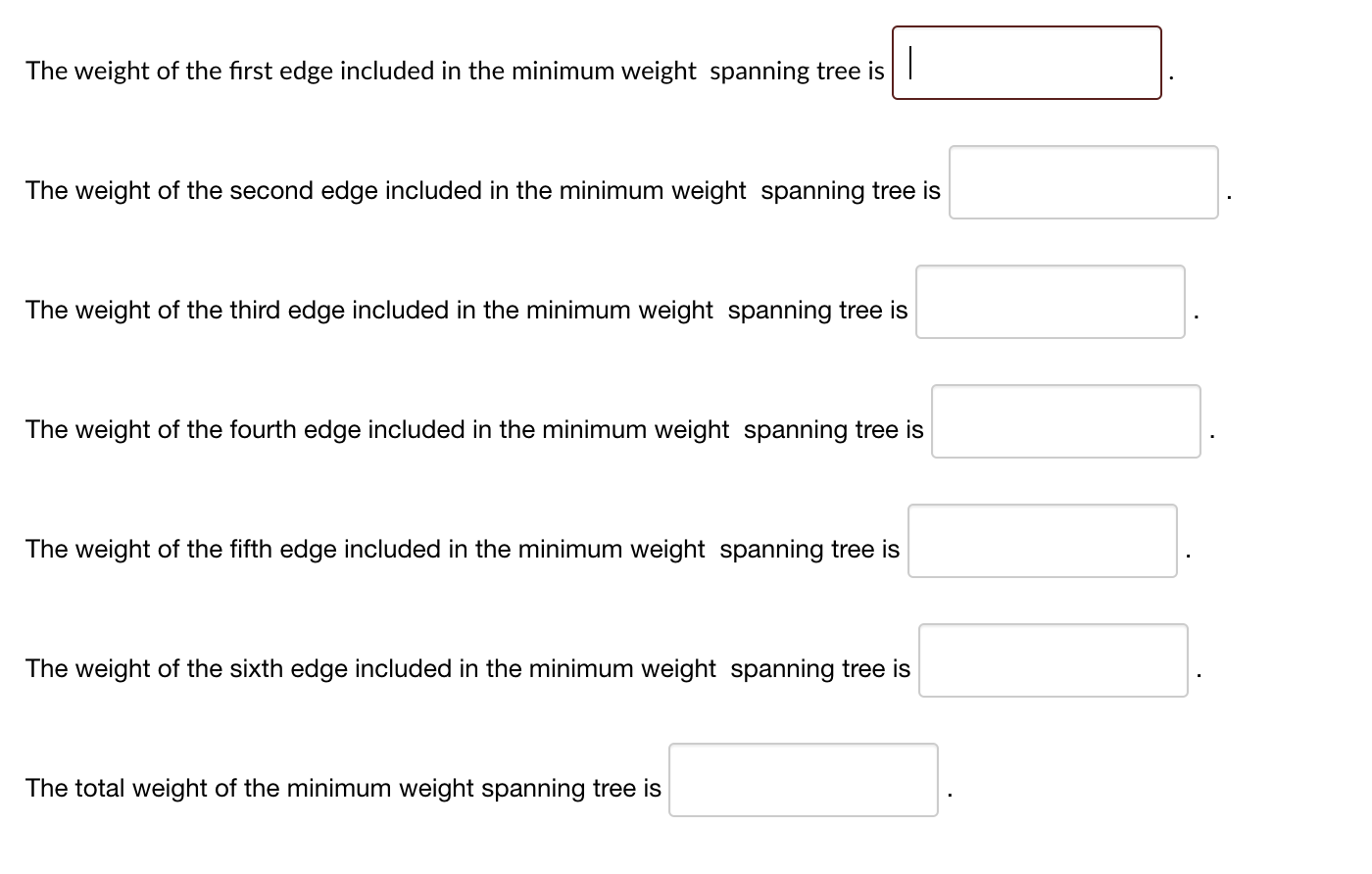 Use Kruskal's algorithm to solve the minimum