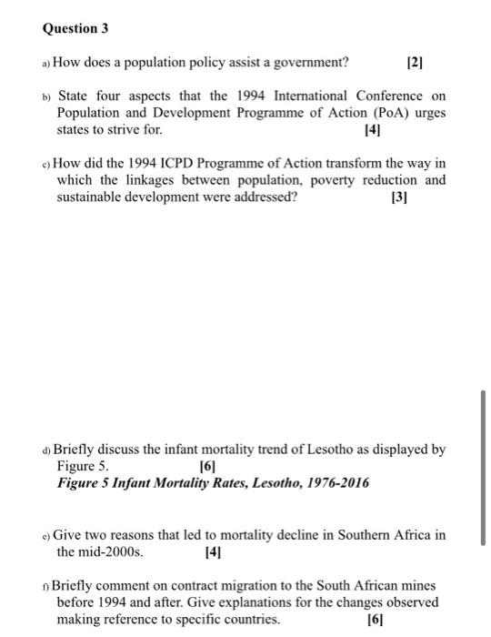 Question 3 a) How does a population policy assist