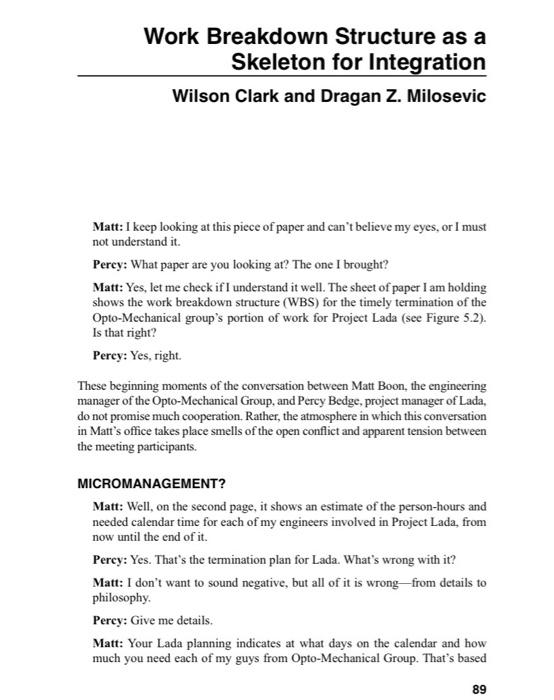 Work Breakdown Structure as a Skeleton for