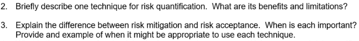 2. Briefly describe one technique for risk