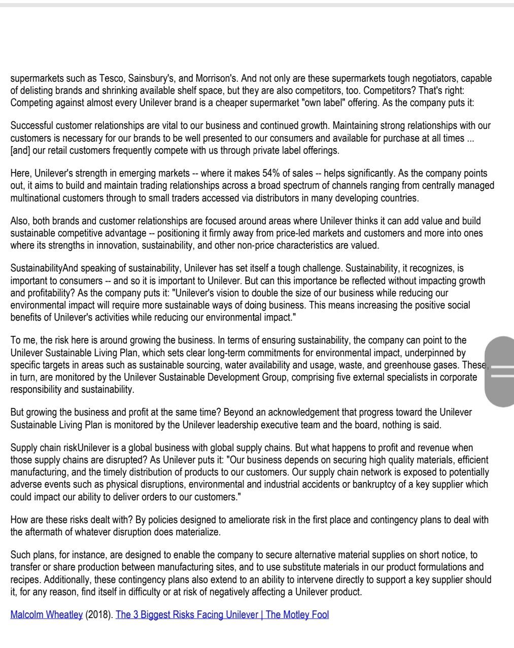 Case Study 1 The 3 Biggest Risks Facing Unilever