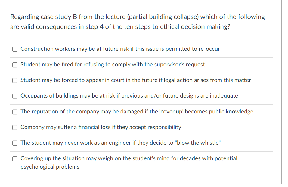 Regarding case study B from the lecture (partial