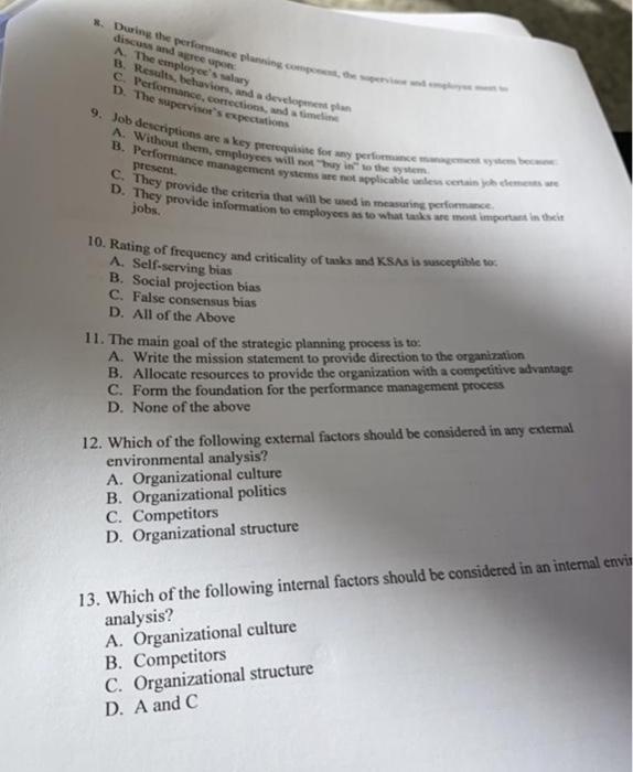 8. During the performance planning component, de