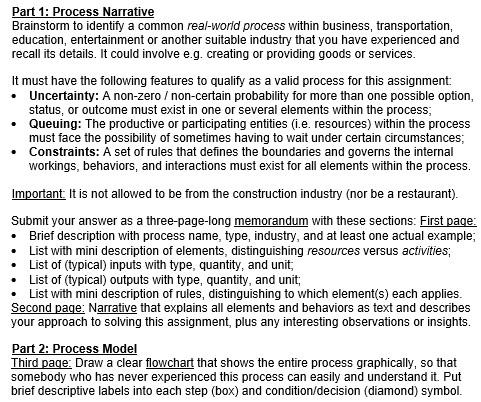 Part 1: Process Narrative Brainstorm to identify