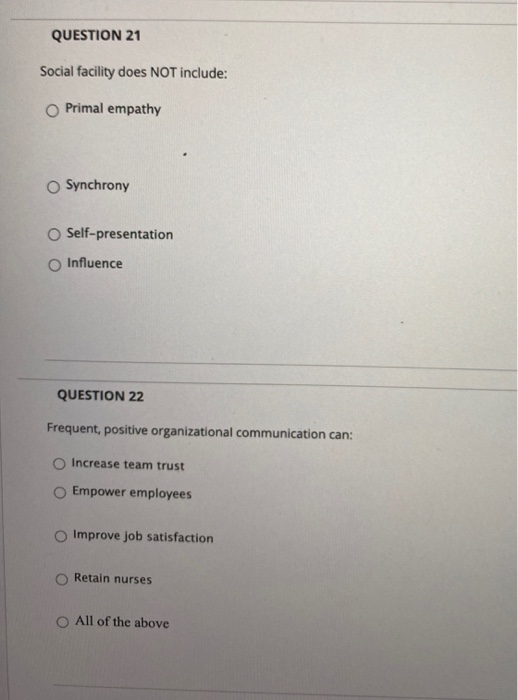 QUESTION 21 Social facility does NOT include: