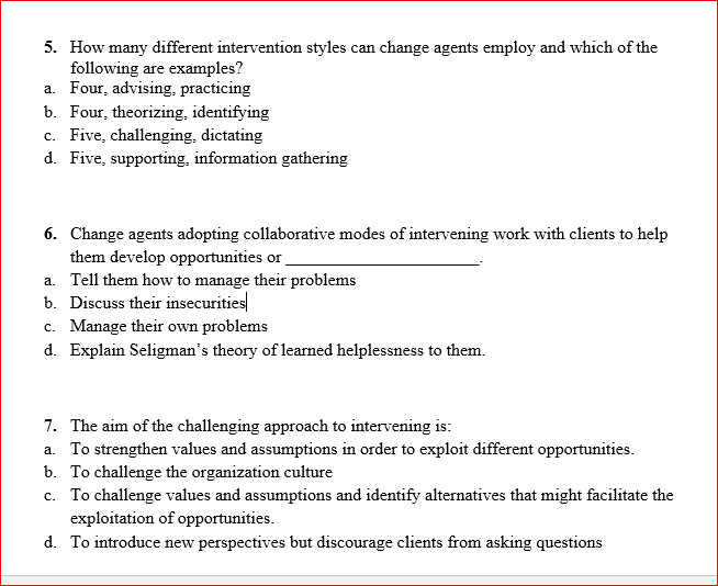 Question no 1: Select only ONE option from the