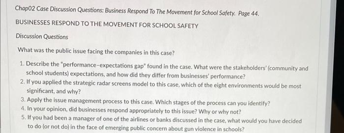 Chapo2 Case Discussion Questions: Business