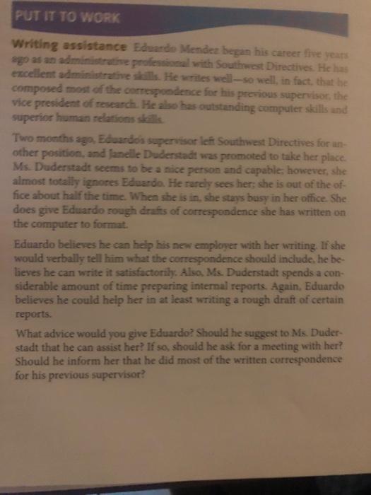 IST 148 office procedues PUT IT TO WORK Writing