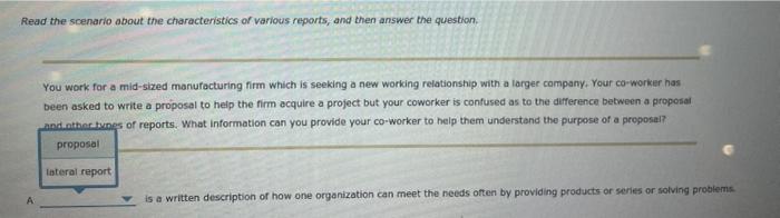 Read the scenario about the characteristics of