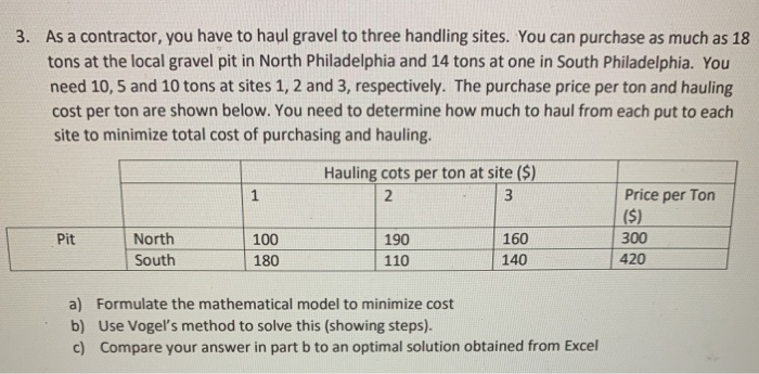 operations research problem 3. As a contractor,