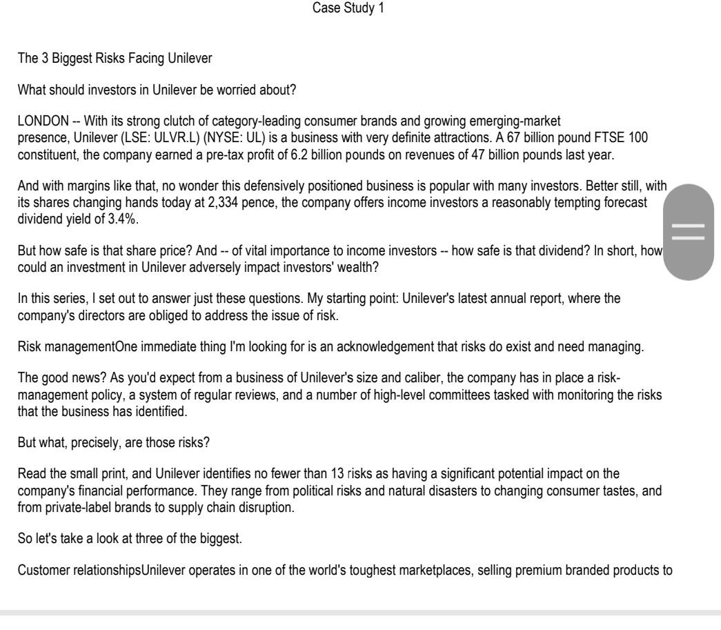 Case Study 1 The 3 Biggest Risks Facing Unilever