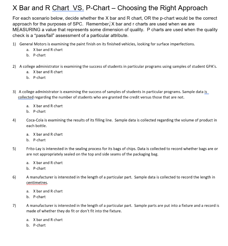 X Bar and R Chart VS. P-Chart Choosing the Right