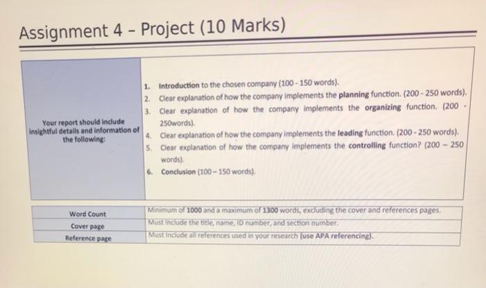 Project " use APA referencing " - Assignment 4 -