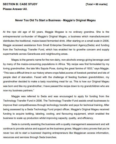 [Total = 60 marks] SECTION B: CASE STUDY Please