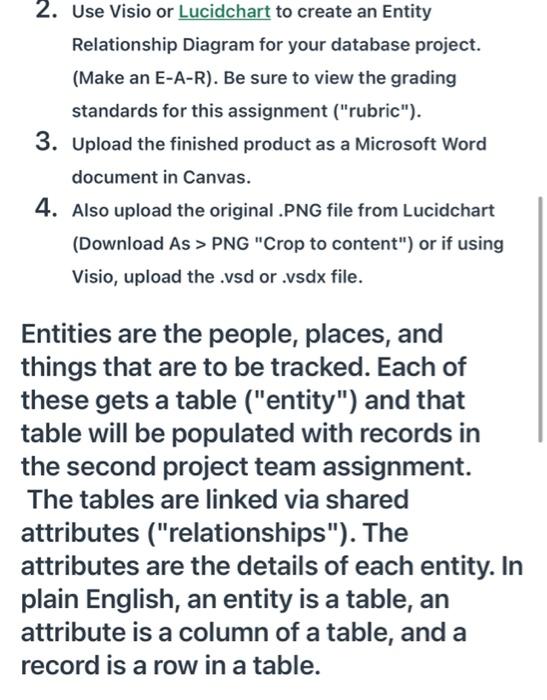 2. Use Visio or Lucidchart to create an Entity