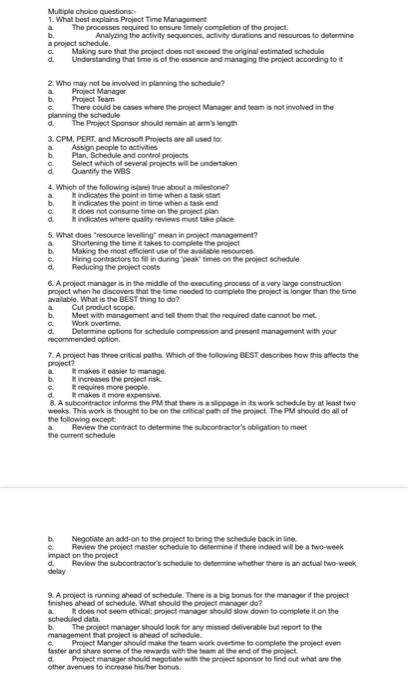 Multiple choice questions 1. What best explains