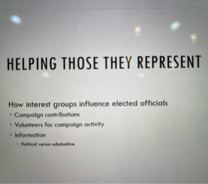 please help asap!! notes provided Lobbying is a