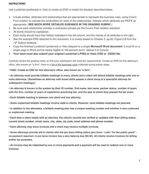 INSTRUCTIONS Use Lucidchart (preferred) or Visio