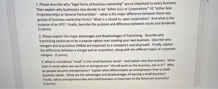 this is a general buisness question 1. Please