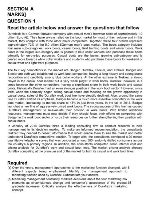 SECTION A [40 MARKS] QUESTION 1 Read the article